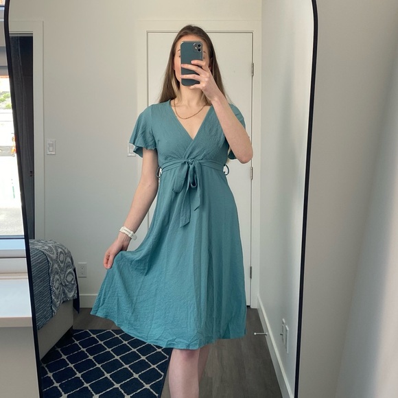 Teal empire waist dress - Midi length - Small - Maternity - Picture 1 of 2